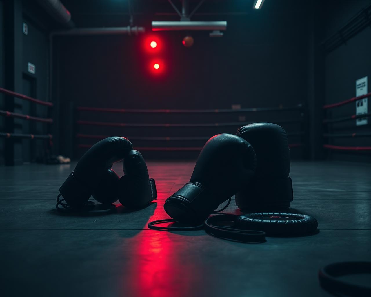 Training equipment laid out in the studio